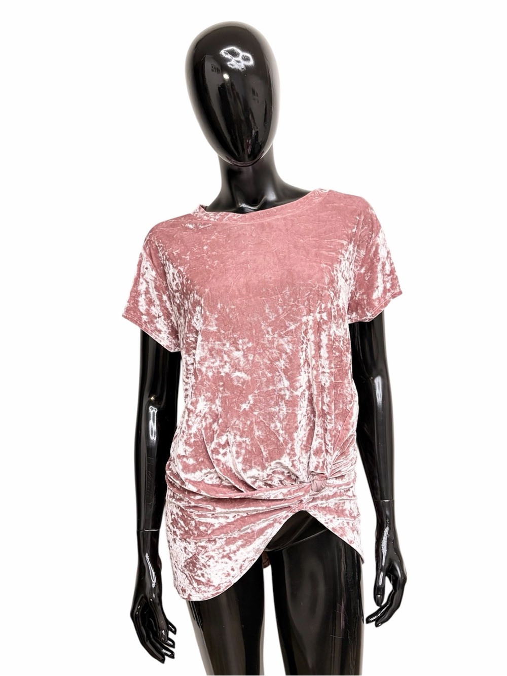 Hummingbird Dusty Rose Crushed Velvet Twist-Front Tee